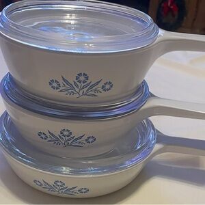 Corningware White and Blue Floral Cookware Set